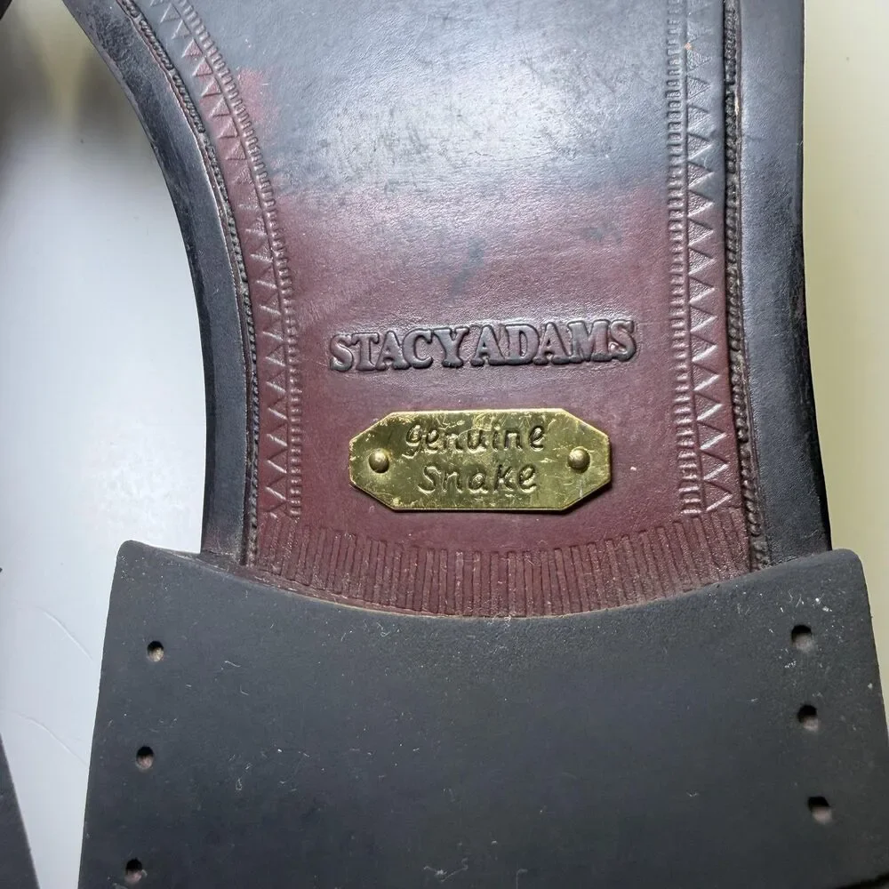 Stacy Adams Genuine Snake Shoes Men's Size 8 Brown Leather Monk Strap Dress
